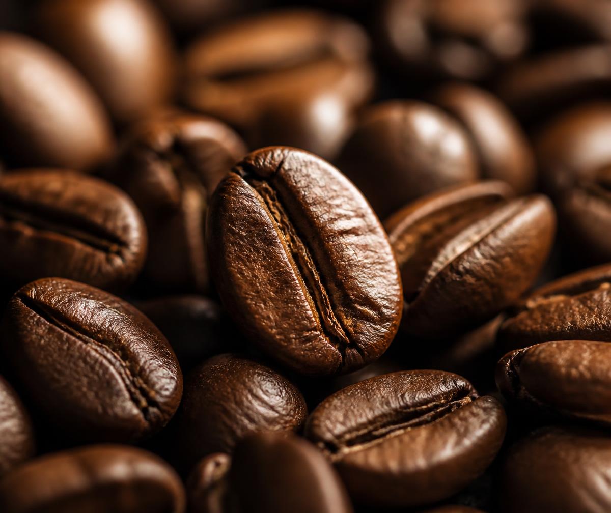Grãos de café em detalhe